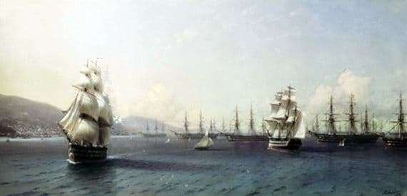 Description of the painting by Ivan Aivazovsky Black Sea Fleet in Feodosia