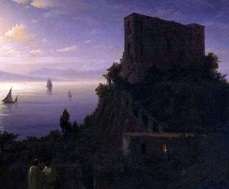 Description of the painting by Ivan Aivazovsky Bay of Naples on a moonlit night