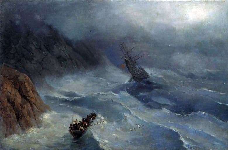Description of the painting by Ivan Aivazovsky stormy sea