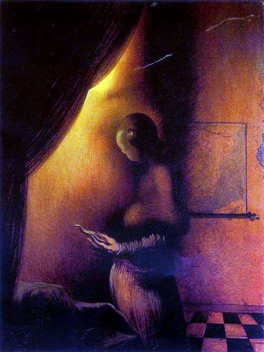 Description of the painting by Salvador Dali Disappearing images