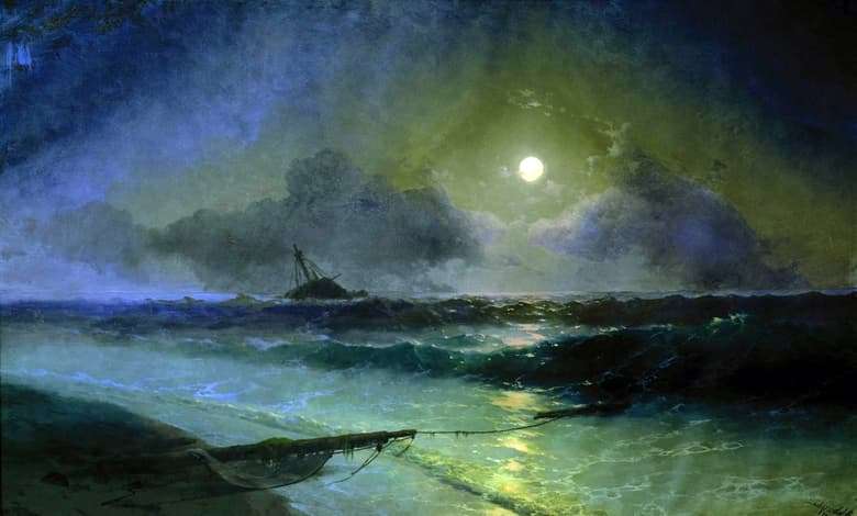 Description of the painting by Ivan Aivazovsky Moonrise in Feodosia