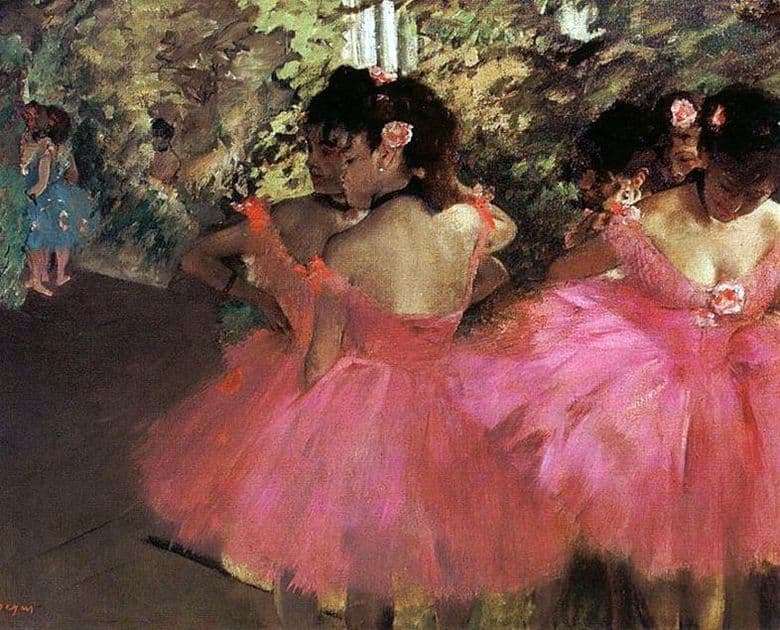 Description of the painting by Edgar Degas Dancers in Pink
