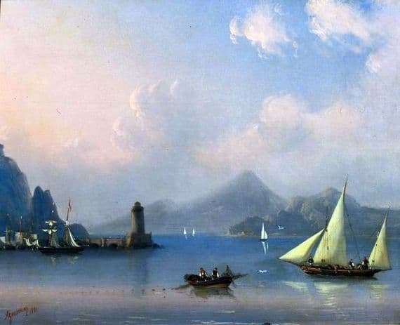 Description of the painting by Ivan Aivazovsky Sea Strait with a lighthouse