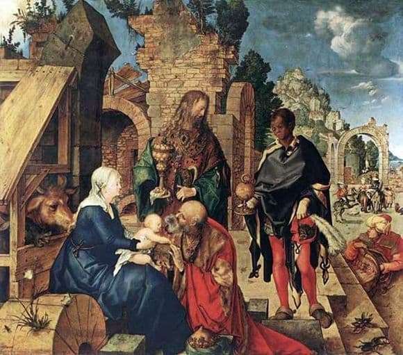 Description of the painting by The Adoration of the Magi by Albrecht Durer