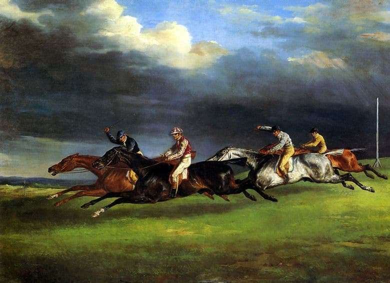 Description of the painting by Theodore Gericault Horse racing in Epsom