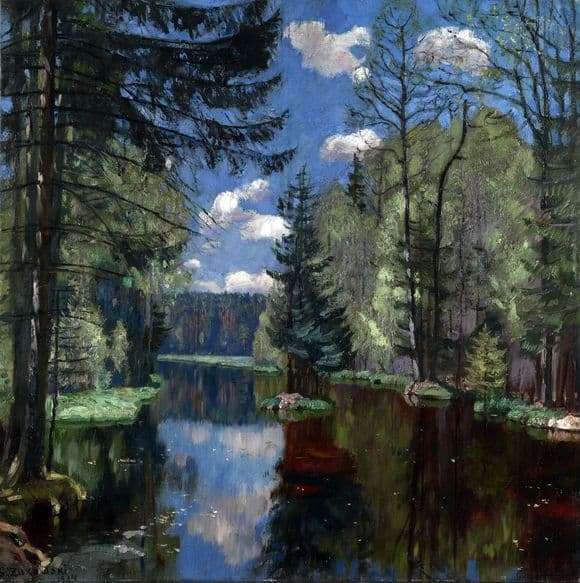 Description of the painting by Stanislav Zhukovsky Forest Lake