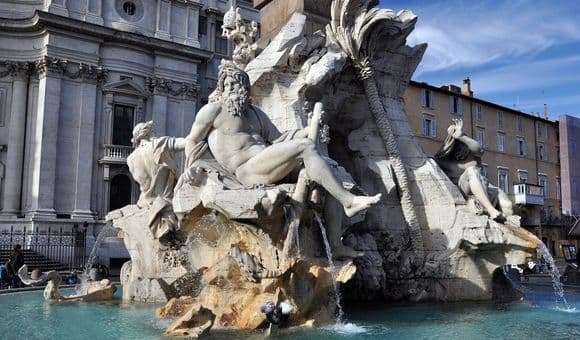 Description of the sculpture by Giovanni Lorenzo Bernini The Fountain of the Four Rivers