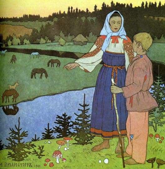 Illustration to the fairy tale Sister Alyonushka and Brother Ivanushka by Ivan Bilibin