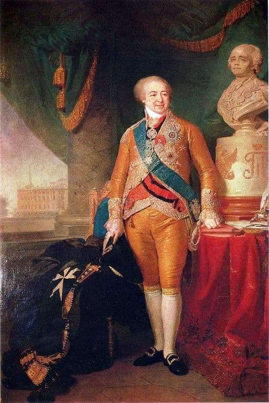 Description of the painting by Vladimir Borovikovsky Portrait of Prince Kurakin