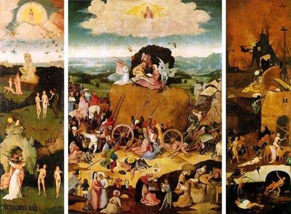 Description of the painting by Hieronymus Bosch Carts of hay
