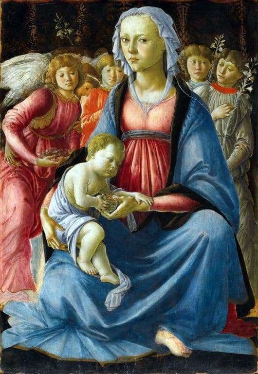 Description of the painting by Sandro Botticelli Madonna and Child with Five Angels