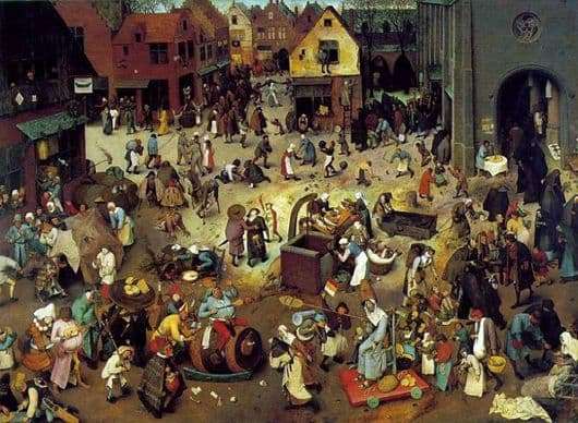 Description of the painting by Peter Bruegel The Battle of Shrovetide and Lent