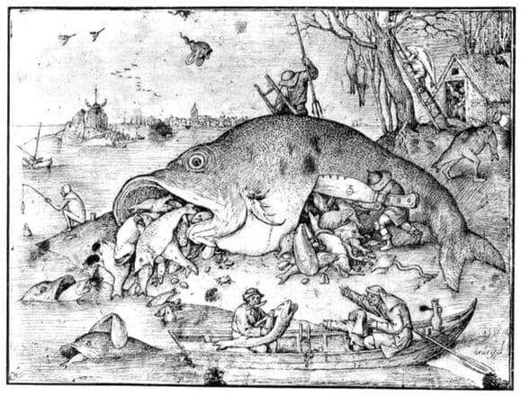 Description of the painting by Peter Bruegel Big fish eat small