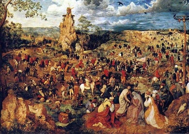Description of the painting by Peter Bruegel Carrying the Cross (Procession on Calvary)