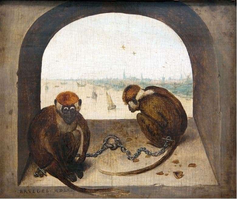 Description of the painting by Peter Bruegel the Elder Two monkeys
