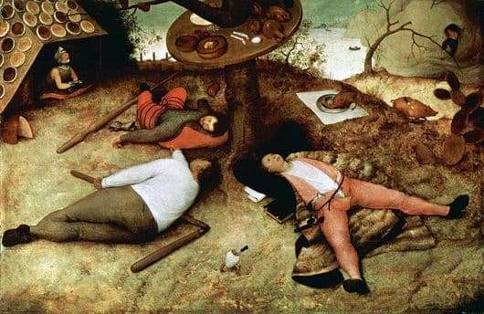 Description of the painting by Peter Bruegel Land of lazy