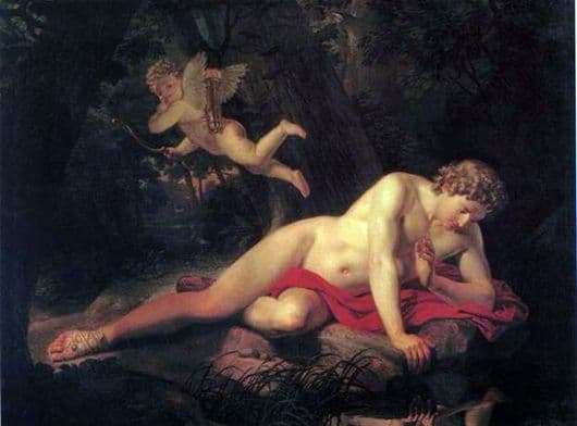 Description of the painting by Karl Bryullov Narcissus looking into the water