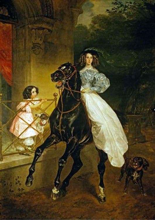 Description of the painting by Karl Bryullov Horsewoman