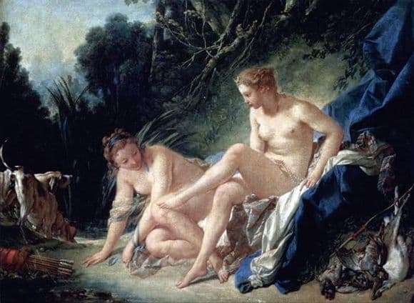 Description of the painting by Francois Boucher Bathing Diana