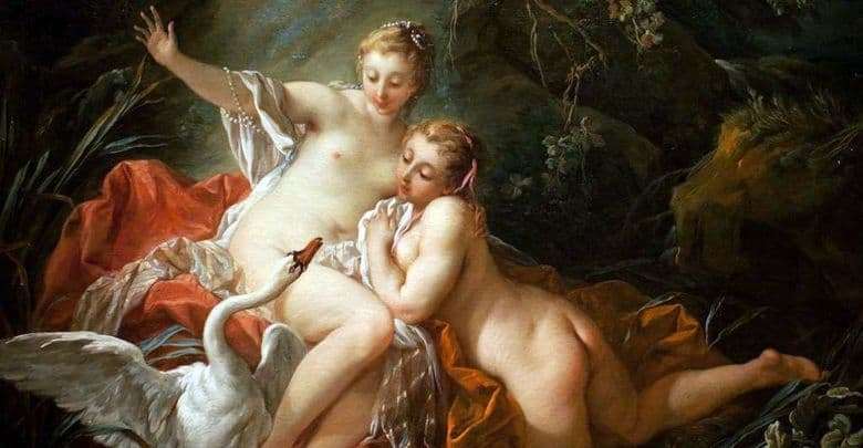 Description of the painting by Francois Boucher Leda and the Swan