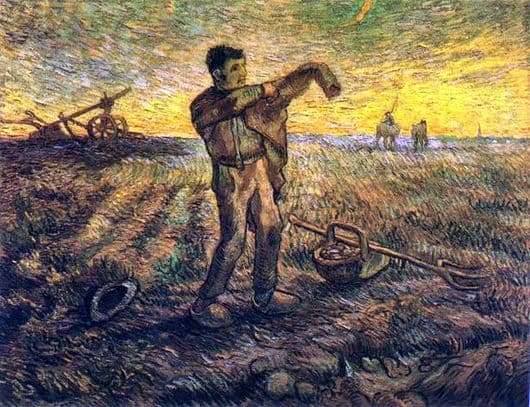 Description of the painting by Vincent Van Gogh In the evening: the end of the day