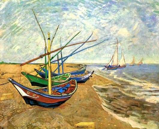 Description of the painting by Vincent Van Gogh Boats in Saint Marie