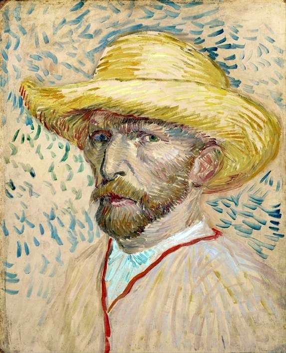 Description of the painting by Vincent Van Gogh Self portrait in a straw hat