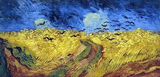 Description of the painting by Vincent Van Gogh Crows in a wheat field