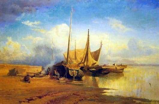 Description of the painting by Fyodor Vasilyev View of the Volga. Barks 