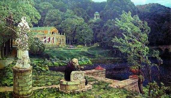 Description of the painting by Apollinaria Vasnetsov The noise of the old park