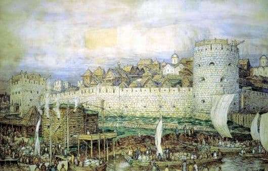 Description of the painting by Apollinarius Vasnetsov Moscow Kremlin with Dmitry Donskoy