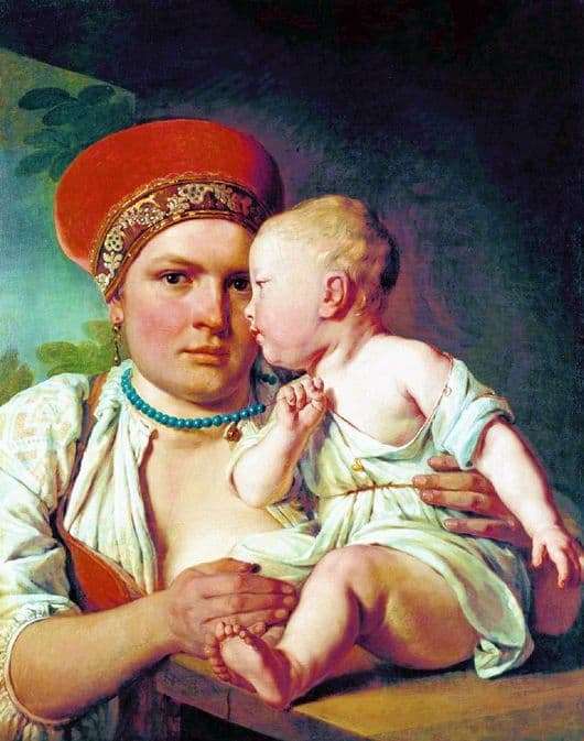 Description of the painting by Alexey Venetsianov Nurse with a child