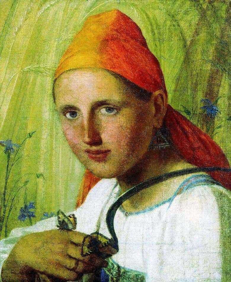 Description of the painting by Alexei Venetsianov Peasant woman with butterflies &; nbsp