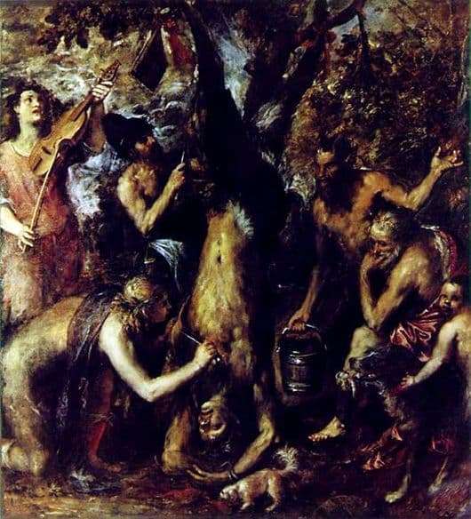 Description of the painting by Titian Vecellio Punishment of Marcia