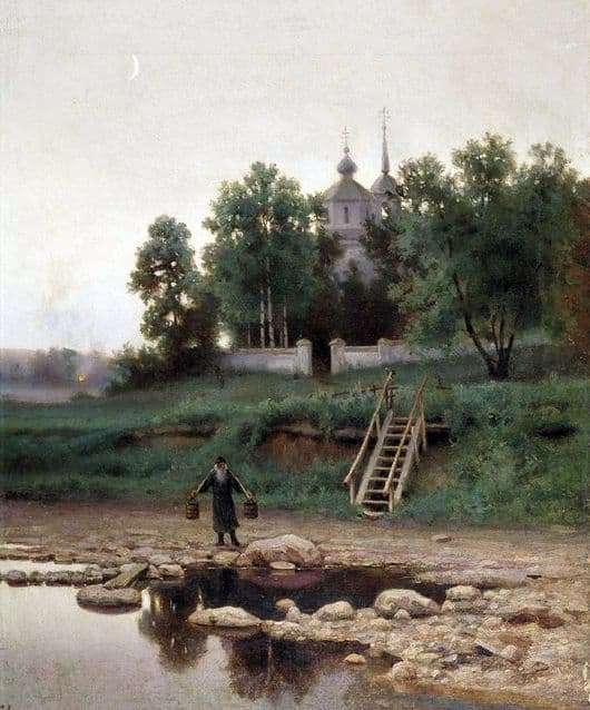 Description of the painting by Efim Volkov At the monastery