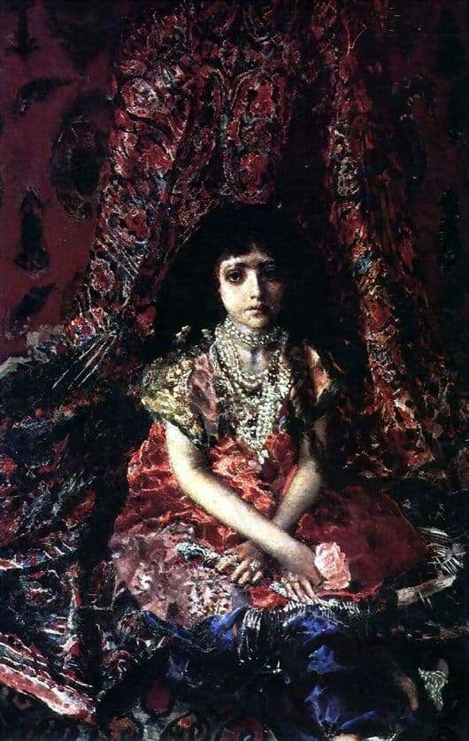 Description of the painting by Mikhail Vrubel Girl on the background of the Persian carpet