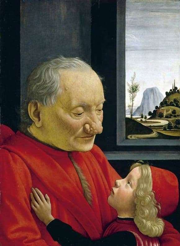 Description of the painting by Domenico Ghirlandaio Portrait of an old man with a grandson