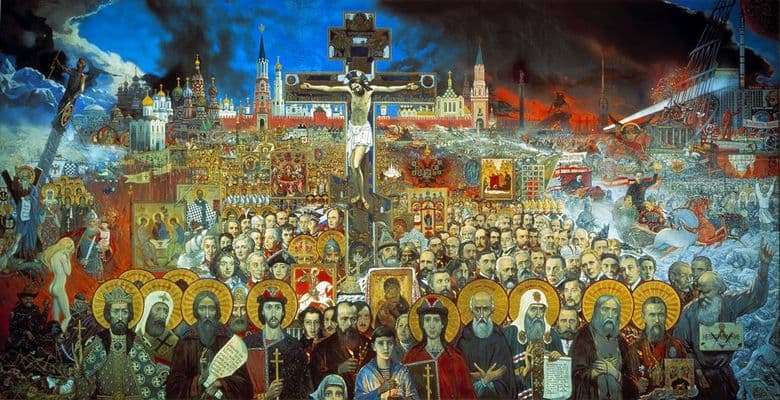Description of the painting by Ilya Glazunov One Hundred Ages