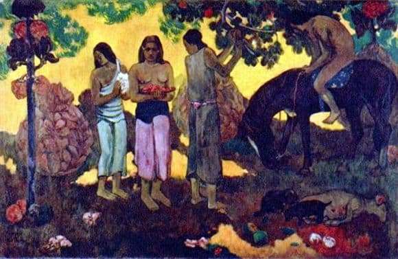 Description of the painting by Paul Gauguin Fruit picking