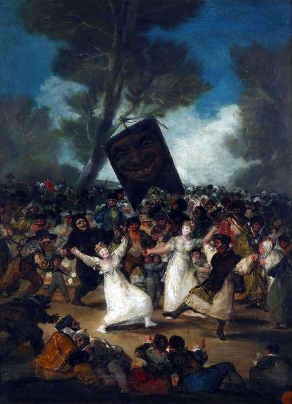 Description of the painting by Francisco de Goya The funeral of sardines