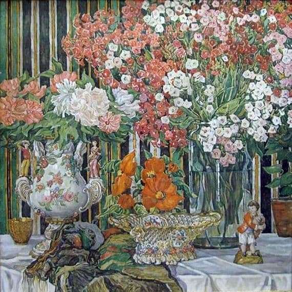 Description of the painting by Alexander Golovin Still life with phlox