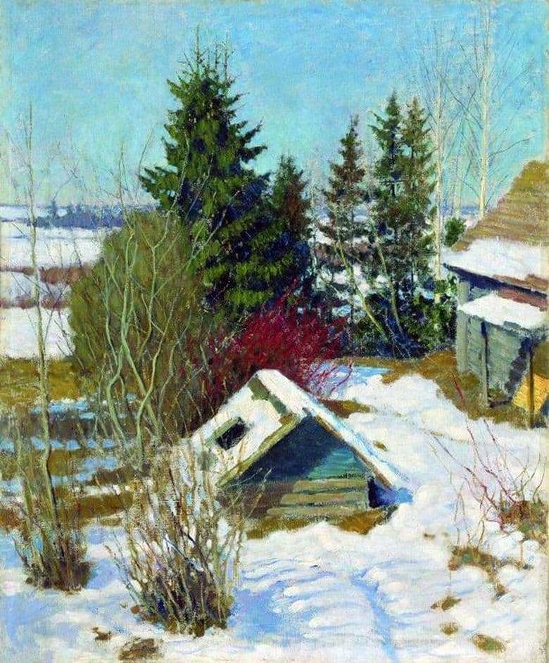 Description of the painting by Igor Grabar Last Snow