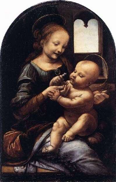 Description of the painting by Leonardo da Vinci Madonna with a flower (Madonna Benoit)