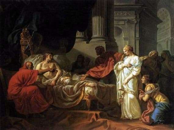 Description of the painting by Jacques Louis David Antiochus and Stratonika
