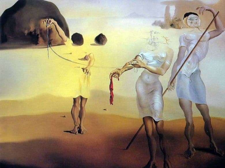 Description of the painting by Salvador Dali Enchanted Beach with Three Liquid Graces