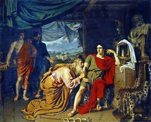 Description of the painting by Alexander Ivanov Priam, requesting the body of Hector from Achilles