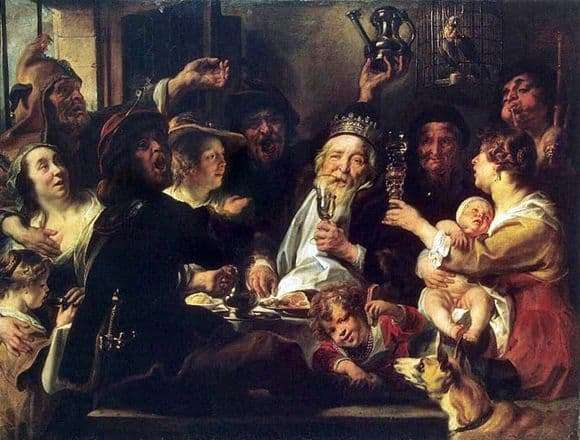 Description of the painting by The Bean King by Jacob Jordaens