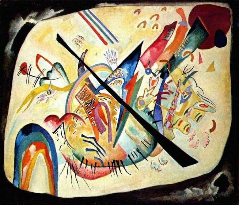 Description of the painting by Wassily Kandinsky White Oval (1919)