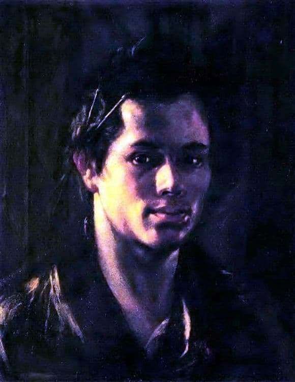 Description of the painting by Orest Kiprensky Self portrait with tassels behind the ear
