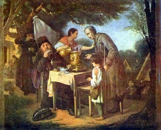 Description of the painting by Vasily Perov Tea drinking in Mytishchi, near Moscow
